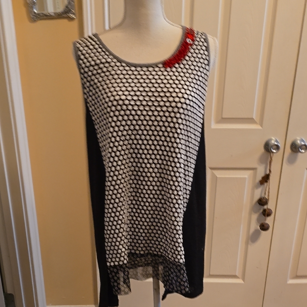 Elegant Black and White Polka Dot Tank Top